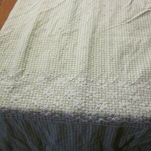 vTG TOMMY HILFIGER KING DUVET GREEN GINGHAM TRIMMED LACE BROCADE EYELET CENTER